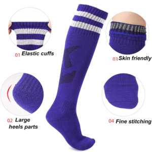 professional football socks, breathable soccer socks, moisture-wicking sports socks, durable football socks, cushioned sports socks, elastic sports socks, anti-slip soccer socks, high-performance football gear, reinforced heel socks