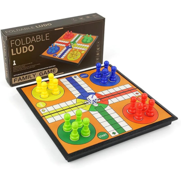 Ludo board game, travel-friendly Ludo, foldable board game, family game night, portable Ludo, kids' board game, classic Ludo set