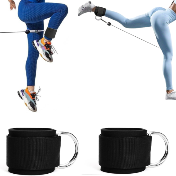 ankle straps, cable machine accessories, kickback straps, glute workout gear, padded ankle straps, leg day equipment, gym accessories, adjustable ankle bands, resistance training straps, cable attachments