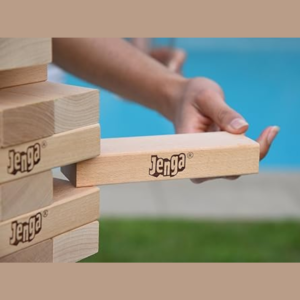 Jenga Giant, giant stacking game, outdoor games, family fun, party games, wooden block game, classic board games, strategy games, large Jenga, stacking challenge, group activities, competitive games, kids and adults, oversized blocks, precision-cut pieces