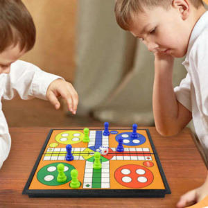 Ludo board game, travel-friendly Ludo, foldable board game, family game night, portable Ludo, kids' board game, classic Ludo set