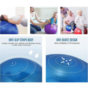swiss ball, anti-burst ball, exercise ball, yoga ball, pilates ball, stability ball, fitness equipment, balance ball, core workout, rehab ball