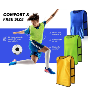 sports training bibs, soccer bibs, team practice vests, breathable training bibs, lightweight sportswear, high-visibility bibs, youth training bibs, durable sports bibs, elastic sports vests, team identification gear