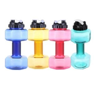 dumbbell water bottle, 2.2L gym bottle, fitness hydration, BPA-free bottle, leakproof water bottle, colorful workout bottle, gym accessories, water bottle for athletes, stylish hydration bottle, dumbbell shape bottle