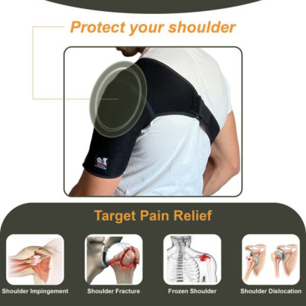 shoulder support, compression sleeve, shoulder brace, pain relief, injury recovery, breathable fabric, adjustable fit, arthritis relief, rotator cuff support, sports injury prevention