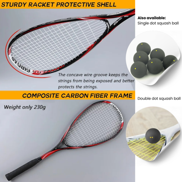 squash racket, professional squash gear, anti-slip handle, power shaft racket, carbon fiber racket, squash accessories, sports equipment