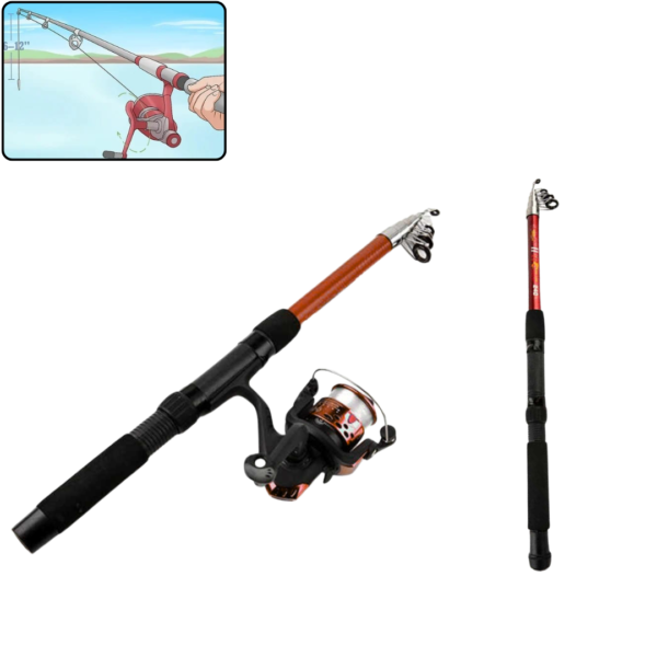 Arenae II, telescopic fishing rod, portable fishing gear, fiberglass rod, medium action rod, fishing equipment, collapsible fishing rod, ergonomic fishing rod, fishing accessories, angler essentials.