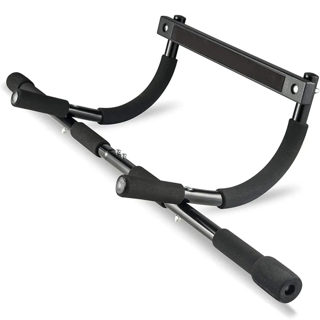 1 door-mounted chin-up bar, home workout equipment, pull-up bar, multi-functional chin-up bar, portable fitness bar, no-drill workout bar, non-slip foam grips, adjustable grip bar, space-saving gym equipment, home strength training, doorway exercise bar, compact fitness tool, beginner-friendly pull-up bar