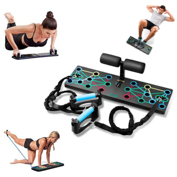 push-up board, multifunctional fitness board, resistance training, home workout gear, full-body workout tool, color-coded push-up board, durable exercise board, portable workout equipment, push-up board with resistance bands, ergonomic fitness tool, compact gym equipment, strength training gear, beginner-friendly push-up board