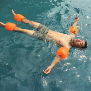 inflatable swimming arm floaters, swim arm bands, water safety gear, kids swimming aids, adjustable floaters, buoyancy aids, durable swimming floaties, non-toxic arm floaters, portable swim floaties, bright swim aids