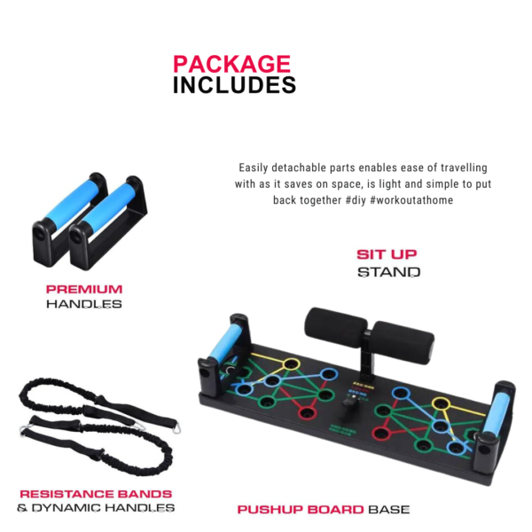 push-up board, multifunctional fitness board, resistance training, home workout gear, full-body workout tool, color-coded push-up board, durable exercise board, portable workout equipment, push-up board with resistance bands, ergonomic fitness tool, compact gym equipment, strength training gear, beginner-friendly push-up board