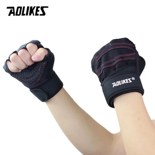 Aolikes gloves, half-finger training gloves, weightlifting gloves, gym gloves, wrist support gloves, non-slip gloves, workout gloves, padded gloves, breathable gloves, fitness gloves, CrossFit gloves.