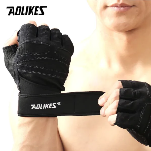 Aolikes gloves, half-finger training gloves, weightlifting gloves, gym gloves, wrist support gloves, non-slip gloves, workout gloves, padded gloves, breathable gloves, fitness gloves, CrossFit gloves.