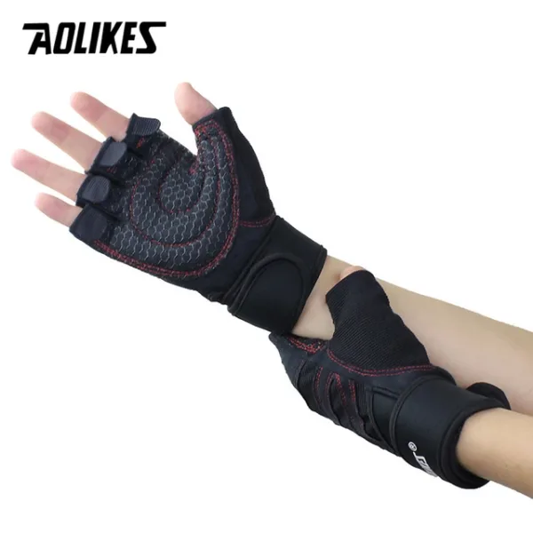 Aolikes gloves, half-finger training gloves, weightlifting gloves, gym gloves, wrist support gloves, non-slip gloves, workout gloves, padded gloves, breathable gloves, fitness gloves, CrossFit gloves.
