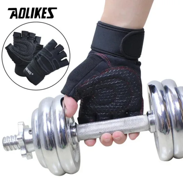 Aolikes gloves, half-finger training gloves, weightlifting gloves, gym gloves, wrist support gloves, non-slip gloves, workout gloves, padded gloves, breathable gloves, fitness gloves, CrossFit gloves.