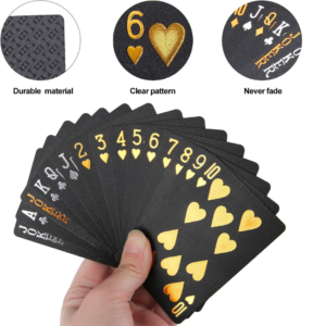 black poker cards, PVC poker cards, gold foil cards, luxury playing cards, waterproof playing cards, professional poker deck, stylish card games