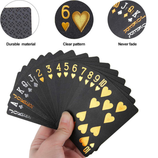 black poker cards, PVC poker cards, gold foil cards, luxury playing cards, waterproof playing cards, professional poker deck, stylish card games