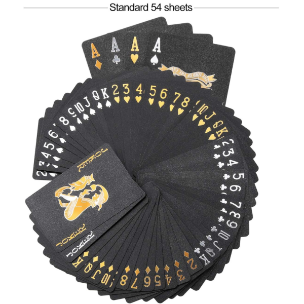 black poker cards, PVC poker cards, gold foil cards, luxury playing cards, waterproof playing cards, professional poker deck, stylish card games