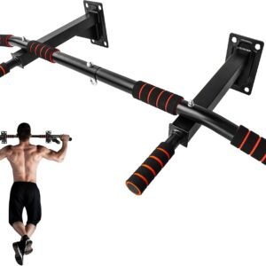 wall-mounted pull-up bar, heavy-duty pull-up bar, home gym equipment, pull-up bar with grips, compact fitness gear, upper body workout bar, versatile pull-up bar, core strengthening tool, multi-grip pull-up bar, strength training equipment, durable pull-up bar, wall-mounted gym bar
