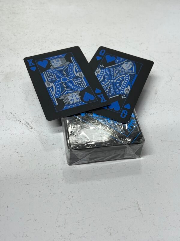 blue poker cards, PVC playing cards, waterproof poker deck, casino cards, professional poker cards, durable playing cards, plastic poker cards, card game accessories, poker night essentials, long-lasting playing cards
