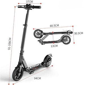 manual folding scooter, adjustable height scooter, adult and kids scooter, dual brake scooter, disk brake scooter, portable kick scooter, commuter scooter, shock-absorbing scooter, foldable urban scooter, non-electric scooter