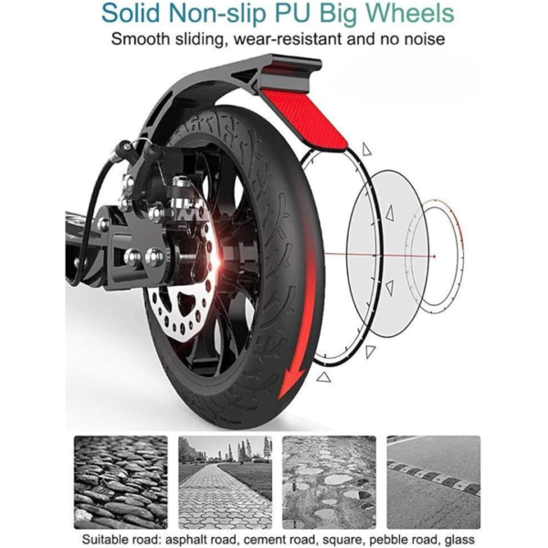 manual folding scooter, adjustable height scooter, adult and kids scooter, dual brake scooter, disk brake scooter, portable kick scooter, commuter scooter, shock-absorbing scooter, foldable urban scooter, non-electric scooter
