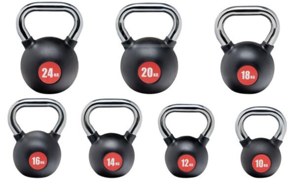 Steel kettlebells, strength training, full-body workouts, functional fitness, HIIT, durable gym equipment, ergonomic handle, home gym, core training, kettlebell exercises.