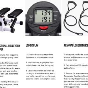 elliptical mini stepper, compact stepper, full-body workout equipment, home exercise machine, resistance band stepper, durable mini stepper, low-impact cardio, adjustable resistance stepper, portable stepper, quiet home gym equipment