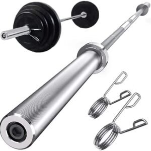 Olympic barbell, steel barbell, weightlifting bar, knurled grip, 1.2m E-Z bar, spring lock barbell, strength training bar, 2.2m straight bar, gym equipment, barbell with locks.