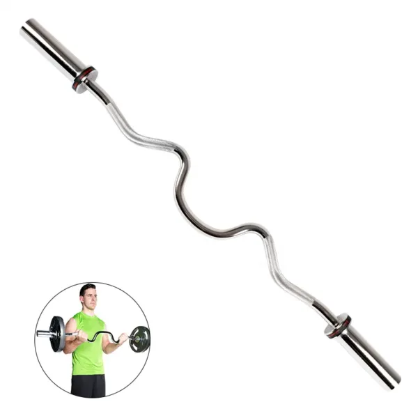 Olympic barbell, steel barbell, weightlifting bar, knurled grip, 1.2m E-Z bar, spring lock barbell, strength training bar, 2.2m straight bar, gym equipment, barbell with locks.