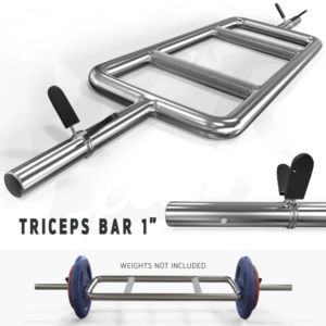 standard tricep bar, chrome tricep bar, steel curl bar, gym arm bar, 1-inch tricep bar, triceps workout bar, ergonomic grip bar, strength training bar, upper body barbell, compact weight bar, spin-lock weight bar, fitness accessories, weightlifting gear