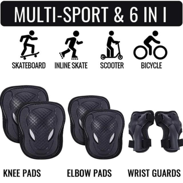 protective gear for skating, skateboard pads, cycling protection, knee and elbow pads, wrist guards, multi-sport protective gear, durable safety gear, impact-resistant pads, kids safety gear, adult protective gear, breathable protective gear, lightweight knee pads, scooting protection, outdoor sports gear, comfortable sports pads