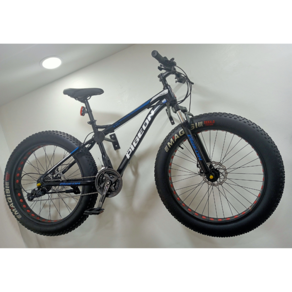 Flying Pigeon fat tyre bike, fat tyre mountain bike, 26 inch mountain bike, 21 speed bike, 24 speed bike, off-road bike, all-terrain bike, mechanical disc brake bike, fat tire MTB, mountain bike with suspension, rugged terrain bike, adventure bike, double wall rim bike
