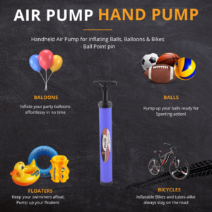 hand pump, portable air pump, ball inflator, bicycle pump, balloon pump, sports accessories, compact air pump, travel-friendly inflator, manual air pump, durable hand pump, quick inflation, ergonomic design