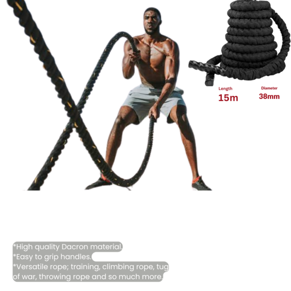 HIIT battle ropes, battle ropes 38mm, battle ropes 50mm, Dacron battle ropes, full-body workout equipment, fitness battle ropes, strength training ropes, cardio battle ropes, home gym battle ropes, CrossFit battle ropes, functional fitness ropes, tug-of-war ropes
