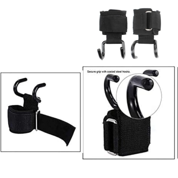 deadlift hooks, lifting hooks, weightlifting support, gym accessories, padded wrist hooks, back training tools, grip assist, fitness gear, barbell hooks, powerlifting tools, strength training gear