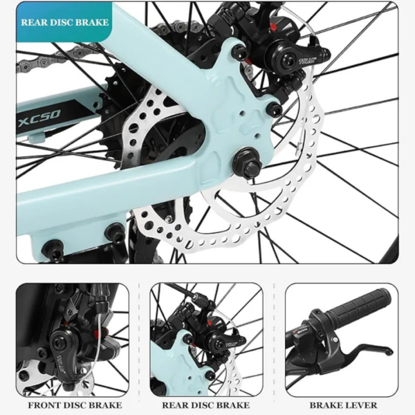 mountain bike, 24-inch frame, 27-speed, disc brakes, front fork suspension, hardtail bike, L-TWOO A5, off-road bike, durable mountain bike, adventure bike