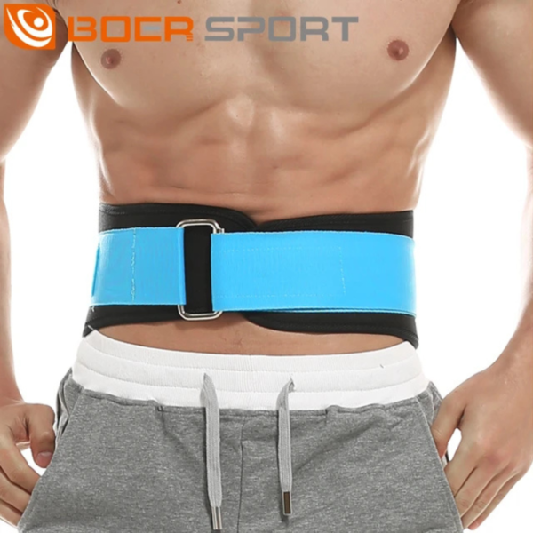Boersport gym belt, fabric weightlifting belt, adjustable gym belt, back support belt, contoured lifting belt, breathable fabric belt, strength training belt, Velcro strap belt, lightweight gym belt, fitness belt, weightlifting support belt.