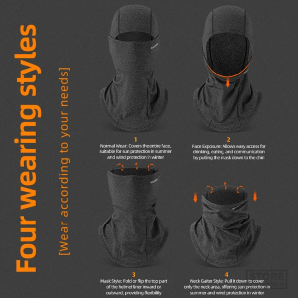 Rockbros balaclava, outdoor headgear, face and neck protection, versatile balaclava, windproof balaclava, breathable balaclava, cycling headgear, winter sports balaclava, running balaclava, motorcycling balaclava.
