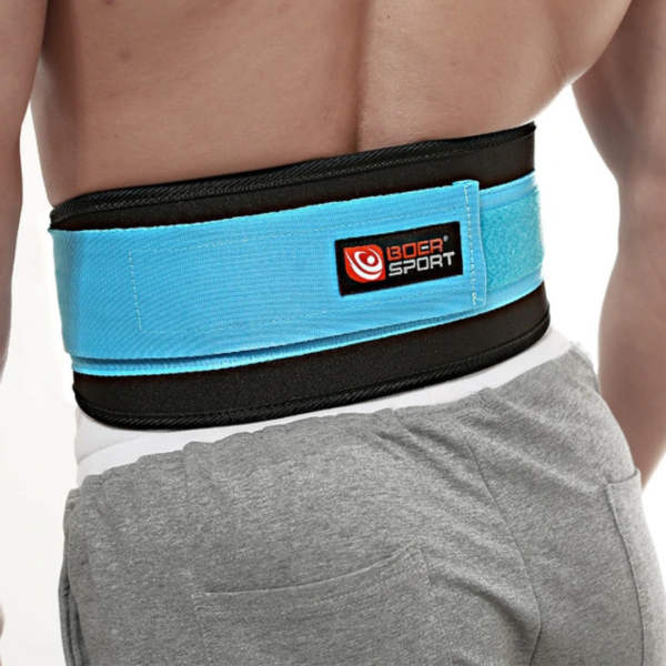 Boersport gym belt, fabric weightlifting belt, adjustable gym belt, back support belt, contoured lifting belt, breathable fabric belt, strength training belt, Velcro strap belt, lightweight gym belt, fitness belt, weightlifting support belt.