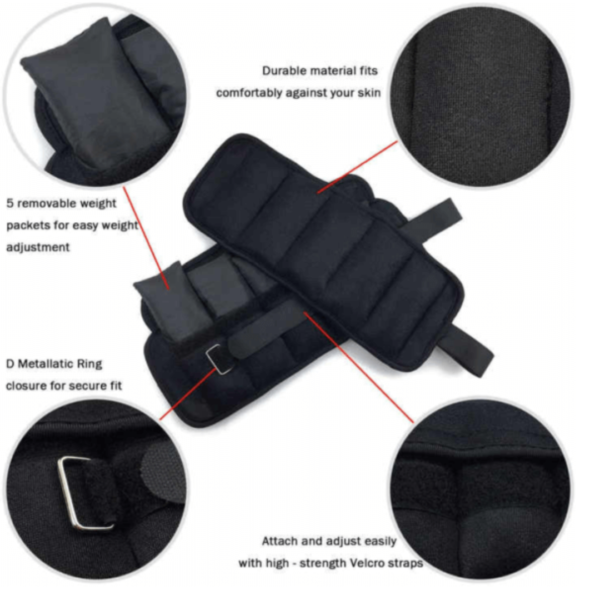 Adjustable Ankle Weights, Adjustable Wrist Weights, 2.5kg Ankle Weights, Customizable Wrist Weights, Strength Training Weights, Portable Workout Weights, Resistance Weights, Adjustable Fitness Weights, Removable Weight Pouches, Ankle Wrist Exercise Weights.