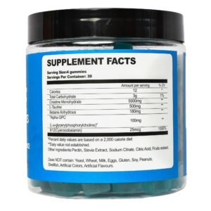 Creatine gummies, muscle growth, endurance, recovery, strength, fitness supplement, monohydrate, gym support, workout boost, fruity gummies