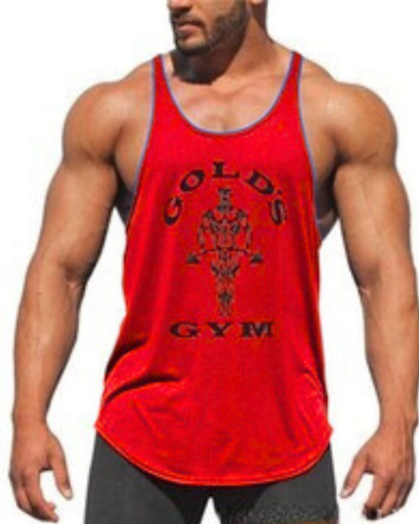 Gold's Gym vest, workout vest, gym vest, men’s vest, breathable vest, moisture-wicking vest, sleeveless vest, Gold's Gym apparel, grey gym vest, white gym vest, yellow gym vest, red gym vest, M to XXXL vest, fitness vest, iconic gym vest