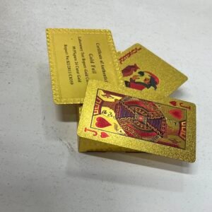 gold plastic playing cards, waterproof playing cards, luxury playing cards, durable plastic cards, stylish playing cards, poker cards, blackjack cards, card game accessory, unique playing cards