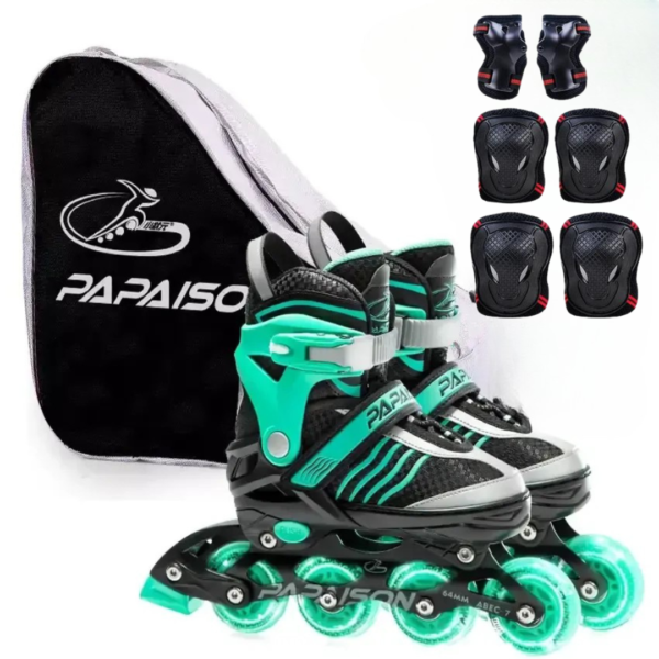 Papaison inline skates, lighting wheels, adjustable skate shoes, protective gear, beginner inline skates, durable inline skates, breathable skate shoes, size-adjustable skates, kids inline skates, adult inline skates