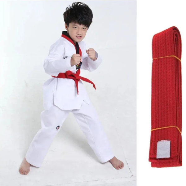 martial arts belts, karate belts, taekwondo belts, judo belts, colored belts, durable martial arts accessories, high-quality belts, rank belts, reinforced stitching belts, training belts