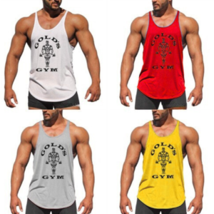 Gold's Gym vest, workout vest, gym vest, men’s vest, breathable vest, moisture-wicking vest, sleeveless vest, Gold's Gym apparel, grey gym vest, white gym vest, yellow gym vest, red gym vest, M to XXXL vest, fitness vest, iconic gym vest