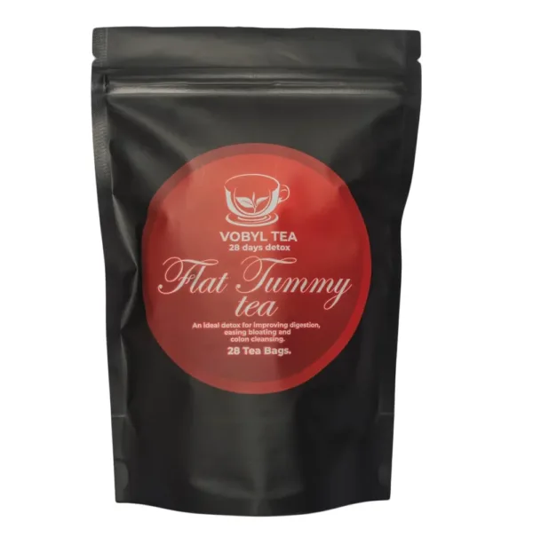 organic flat tummy tea, detox tea, bloating relief tea, peppermint tea, dandelion root tea, herbal digestive tea, natural cleanse tea, caffeine-free detox tea, weight management tea, organic belly tea