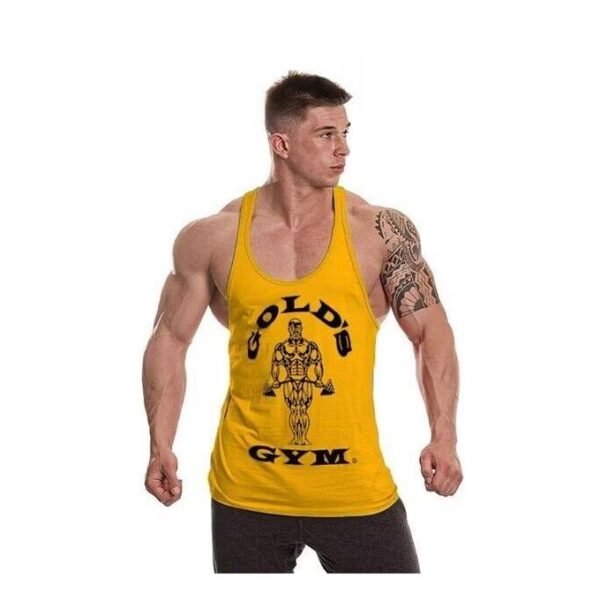 Gold's Gym vest, workout vest, gym vest, men’s vest, breathable vest, moisture-wicking vest, sleeveless vest, Gold's Gym apparel, grey gym vest, white gym vest, yellow gym vest, red gym vest, M to XXXL vest, fitness vest, iconic gym vest