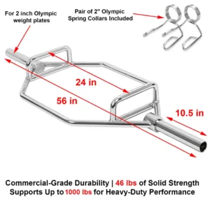 Olympic Trap Bar, Hex Bar, Deadlift Bar, Strength Training Equipment, Home Gym Essentials, Powerlifting Gear, Weightlifting Barbell, Trap Bar for Deadlifts, Fitness Equipment, Joint-Friendly Workout